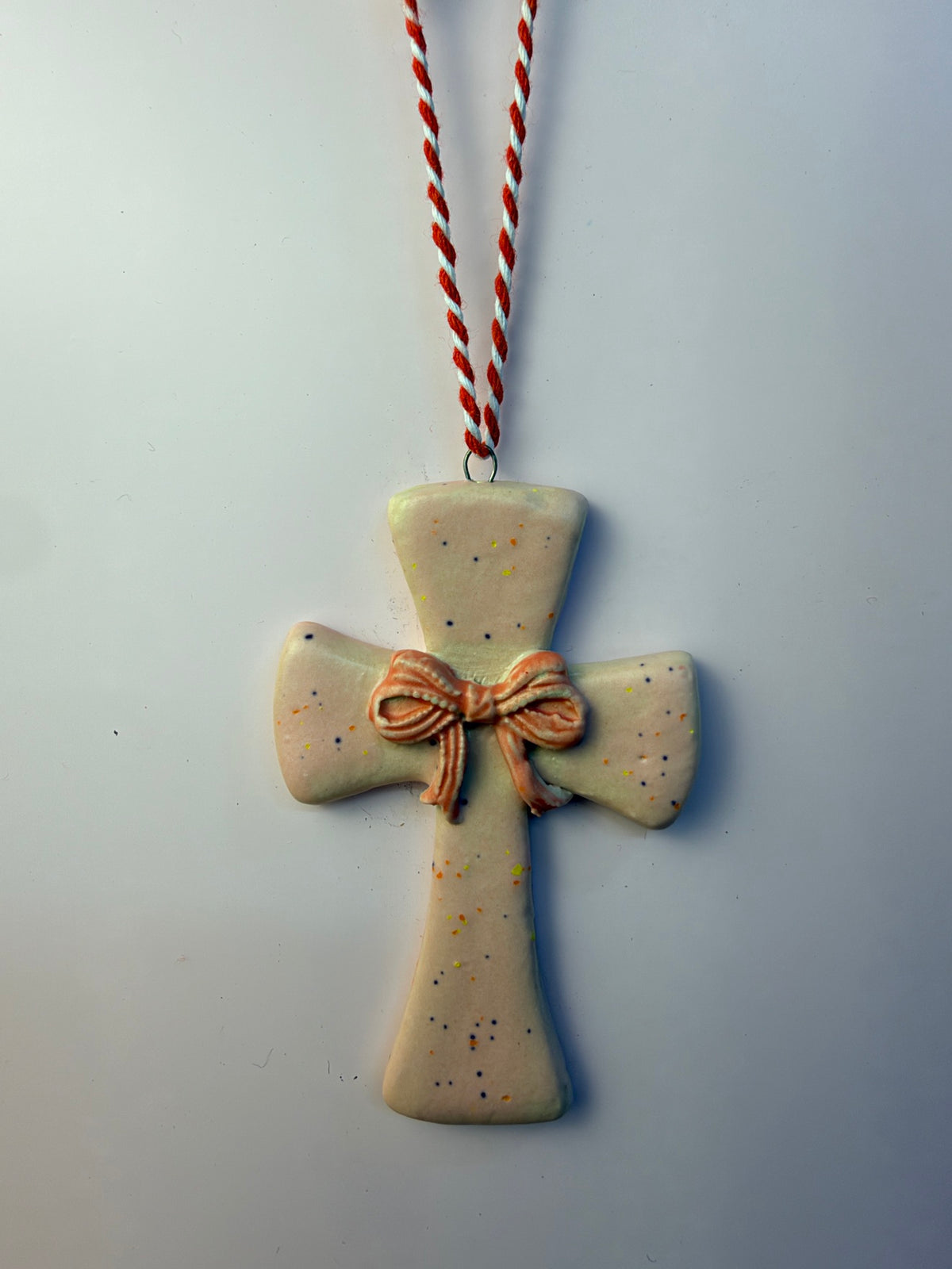 Pink Speckle – Cross Ornament